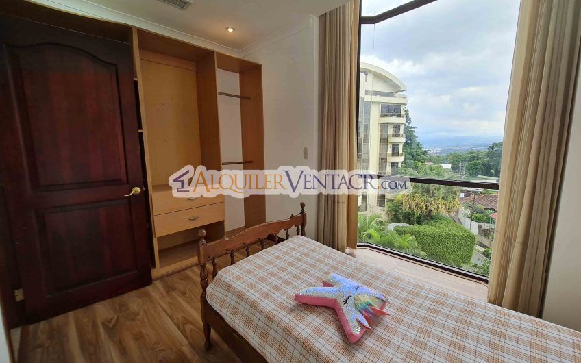 Apartamento amueblado de 224 m2 de 3 habit.+ oficina y vista en San Rafael Escazú
