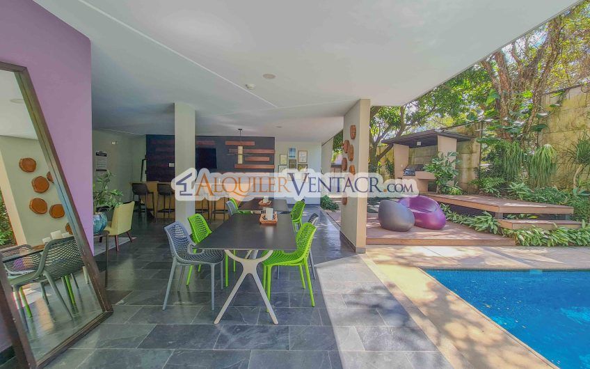 Lujoso apartamento con línea blanca y vista en Brasil de Santa Ana